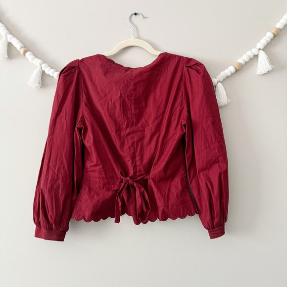 NEW Reformation Elianna Button-Up Blouse Top Cotton Burgundy Red Size 10 - Picture 14 of 14